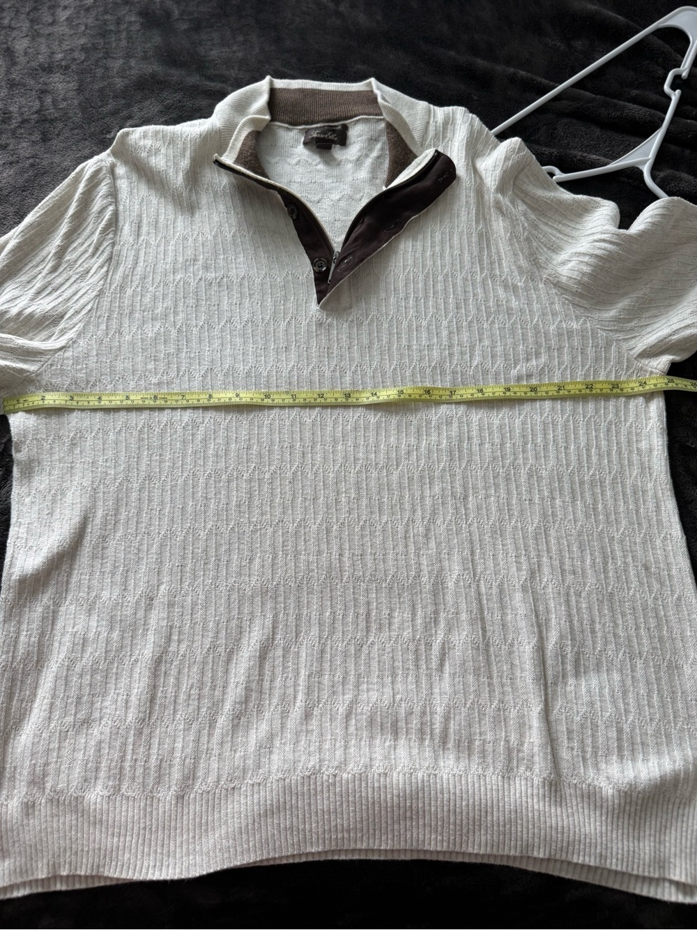 Tasso Elba Cream Quarter zip 100% supima cotton lightweight Sweater - Picture 7 of 10